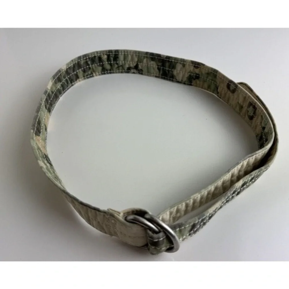 LOFT Reversible Camo Canvas D-Ring‎ Belt Khaki Tan Military Utility Chic 47-70
